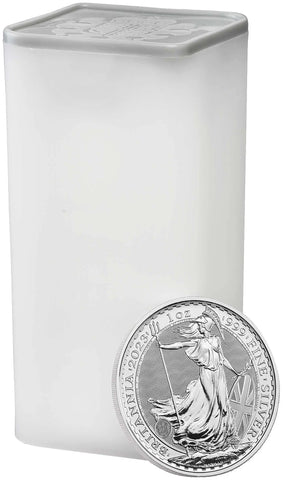 2023 Queen Elizabeth II Britannia 1 oz Silver Bullion Coin Tube - 25 Coins