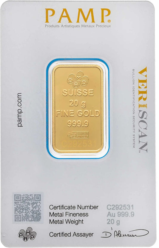 20g Gold Bar PAMP Suisse Fortuna - New