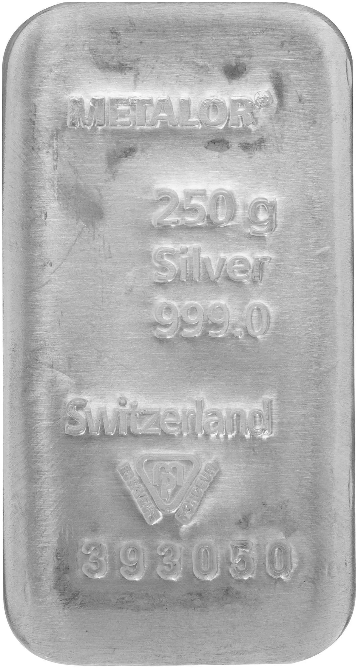 Metalor 250g Cast Silver Bullion Bar