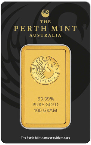 100g Gold Bar Perth Mint Kangaroo - New