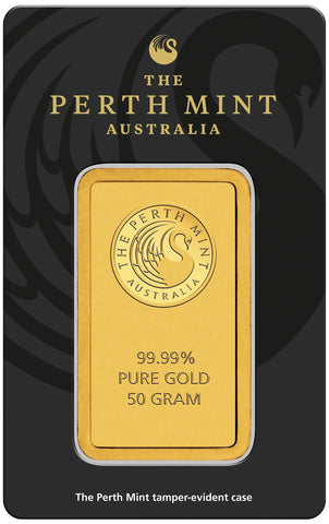 50g Gold Bar Perth Mint Kangaroo - New