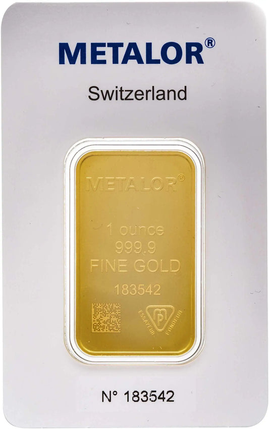 Metalor 1 oz Minted Gold Bullion Bar