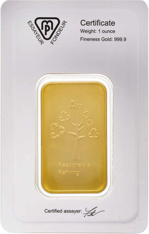 Metalor 1 oz Minted Gold Bullion Bar