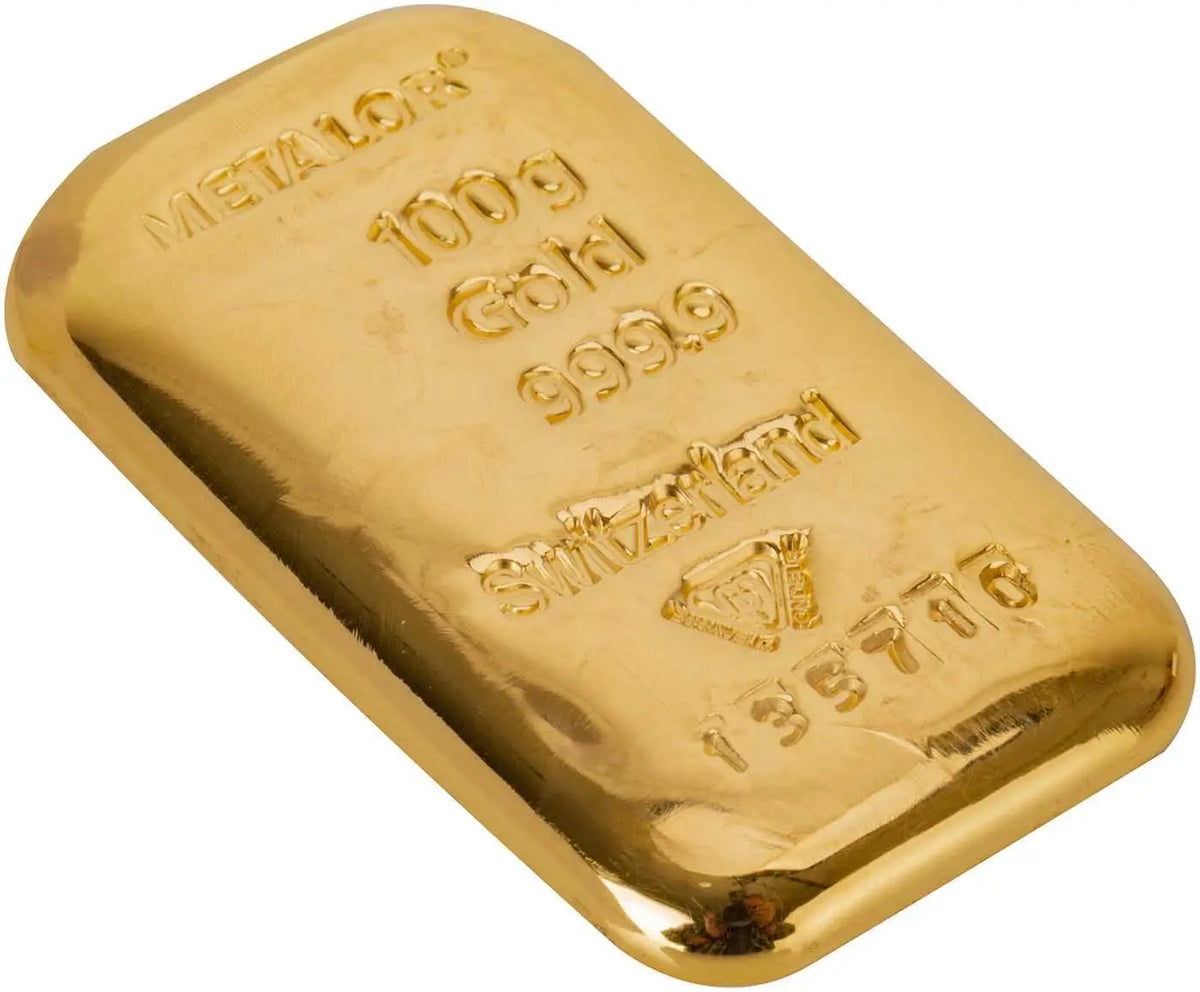 Metalor 100g Cast Gold Bullion Bar