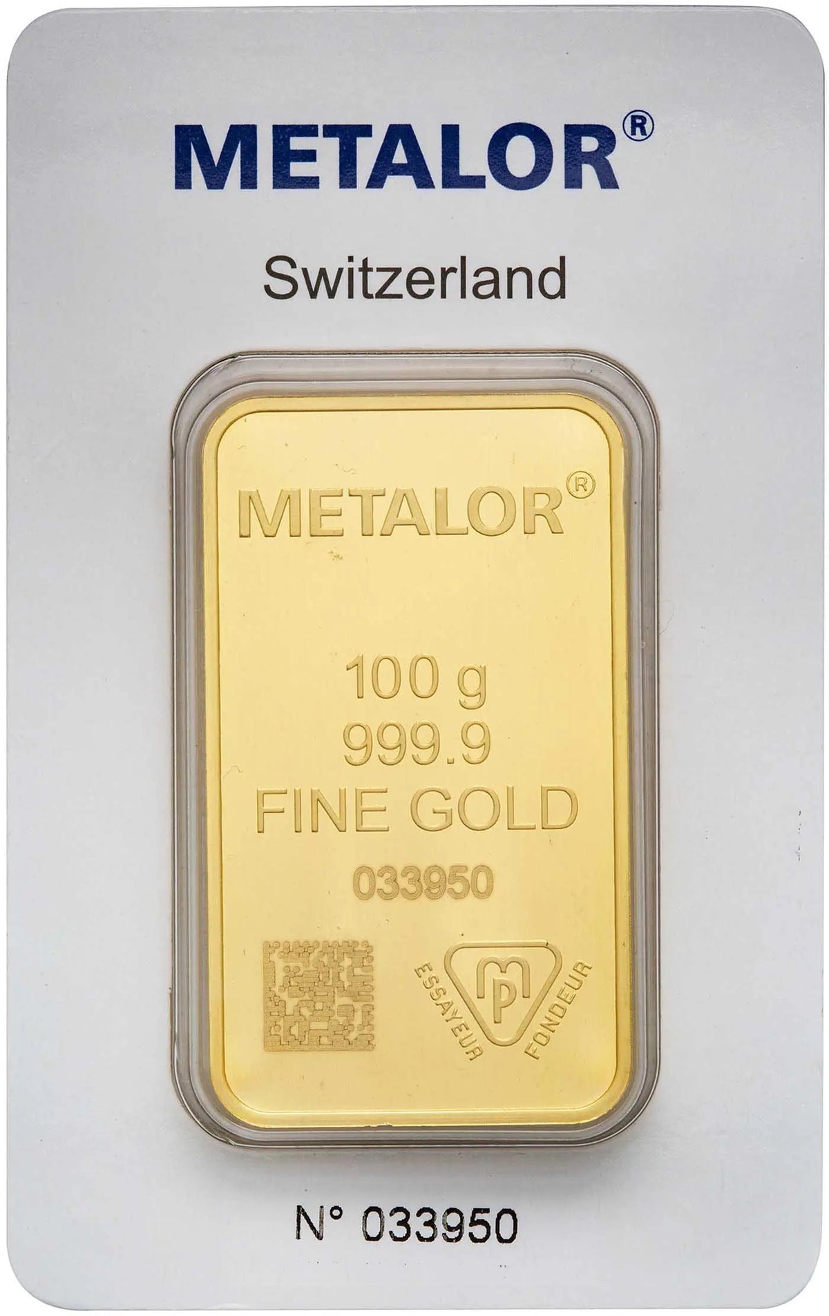 Metalor 100g Minted Gold Bullion Bar