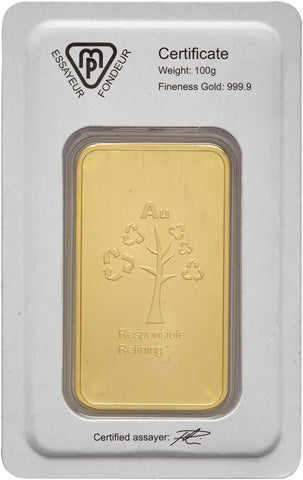 Metalor 100g Minted Gold Bullion Bar