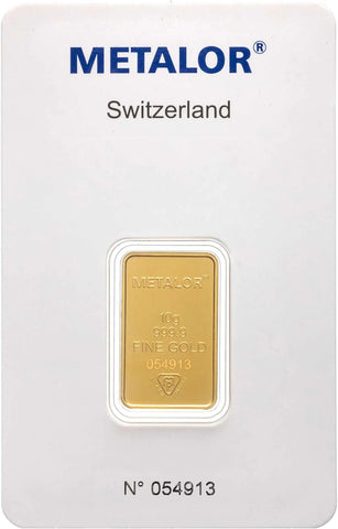 Metalor 10g Minted Gold Bullion Bar