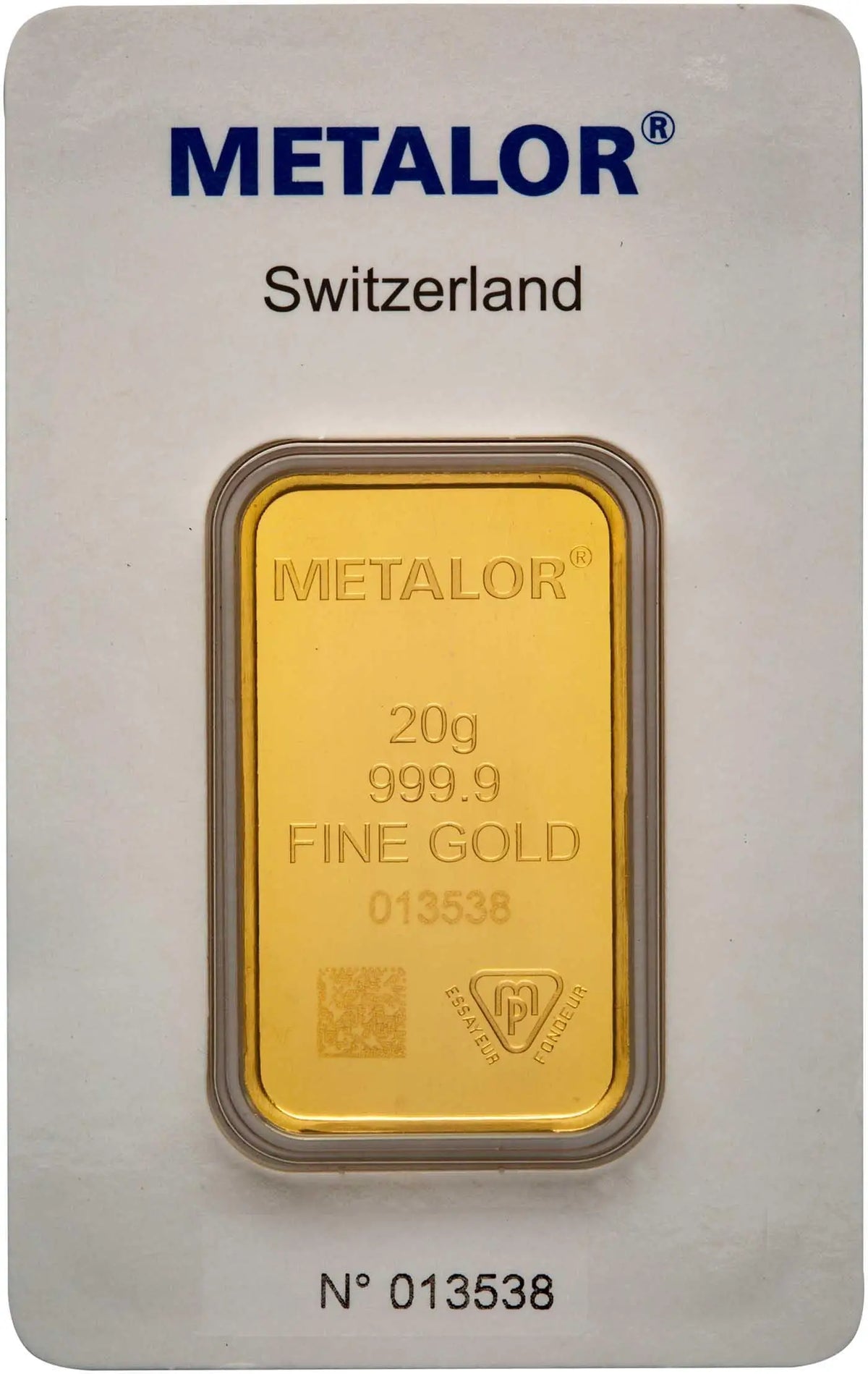 Metalor 20g Minted Gold Bullion Bar