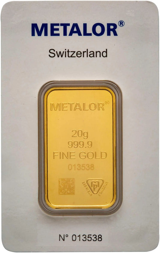 Metalor 20g Minted Gold Bullion Bar