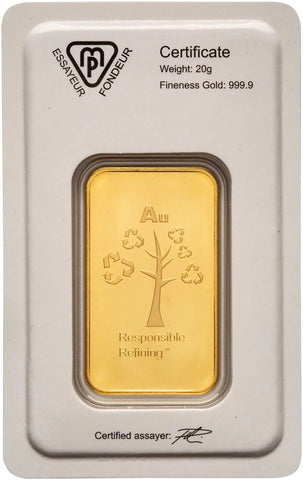 Metalor 20g Minted Gold Bullion Bar