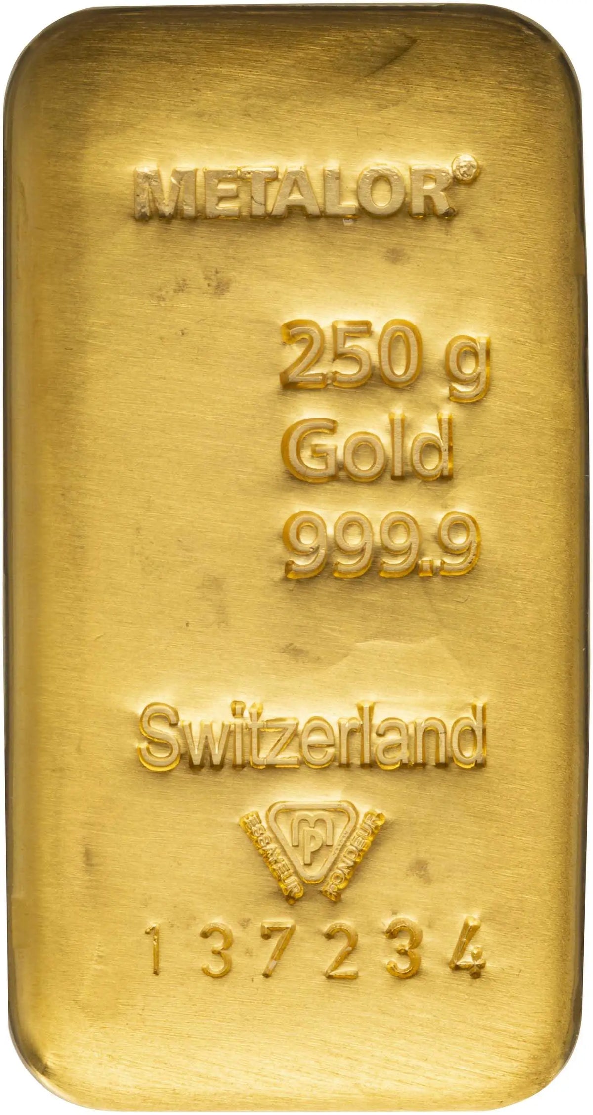 Metalor 250g Cast Gold Bullion Bar