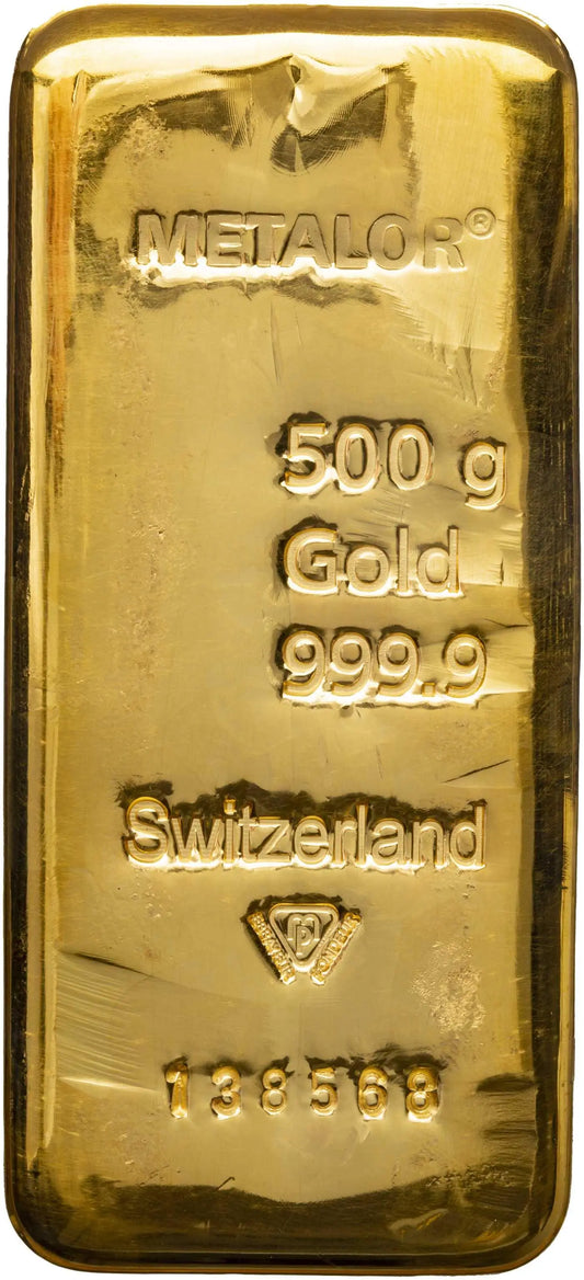 Metalor 500g Cast Gold Bullion Bar