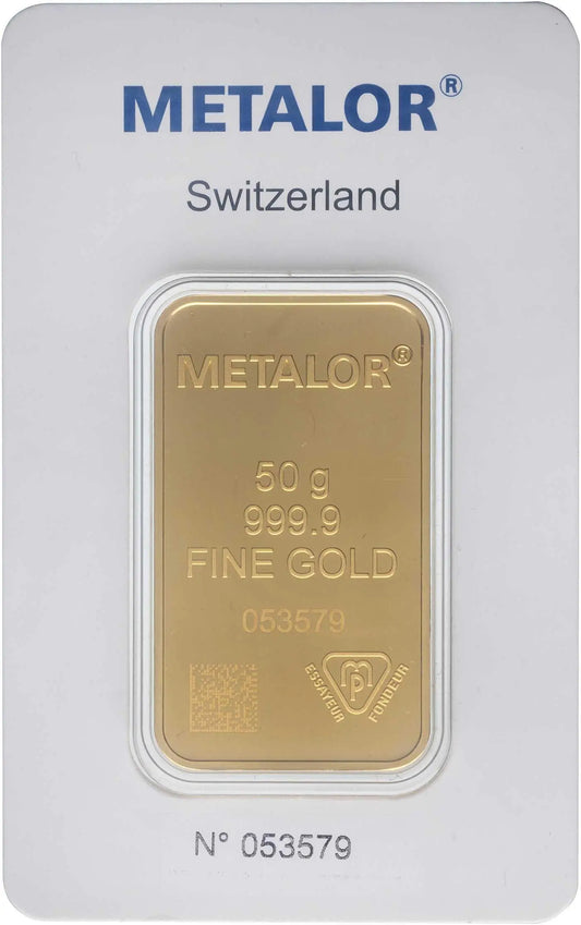 Metalor 50g Minted Gold Bullion Bar