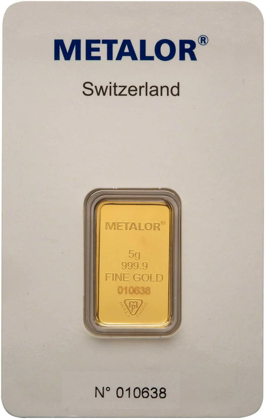 Metalor 5g Minted Gold Bullion Bar