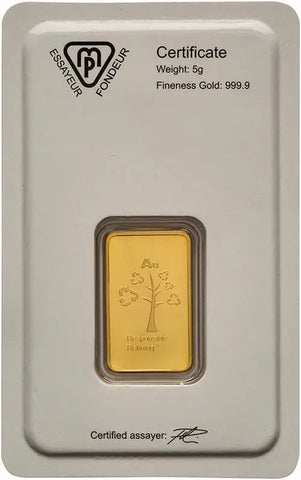 Metalor 5g Minted Gold Bullion Bar